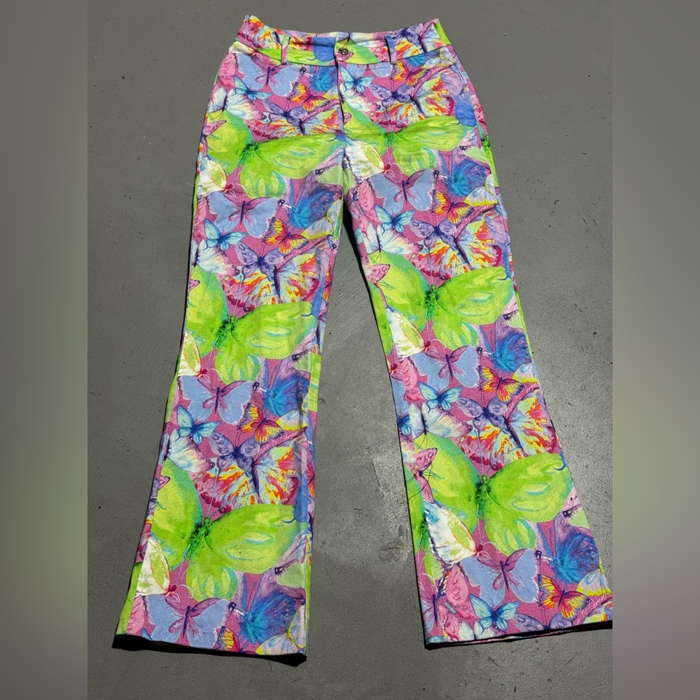 Vibrant Butterfly Print High Rise Jeans